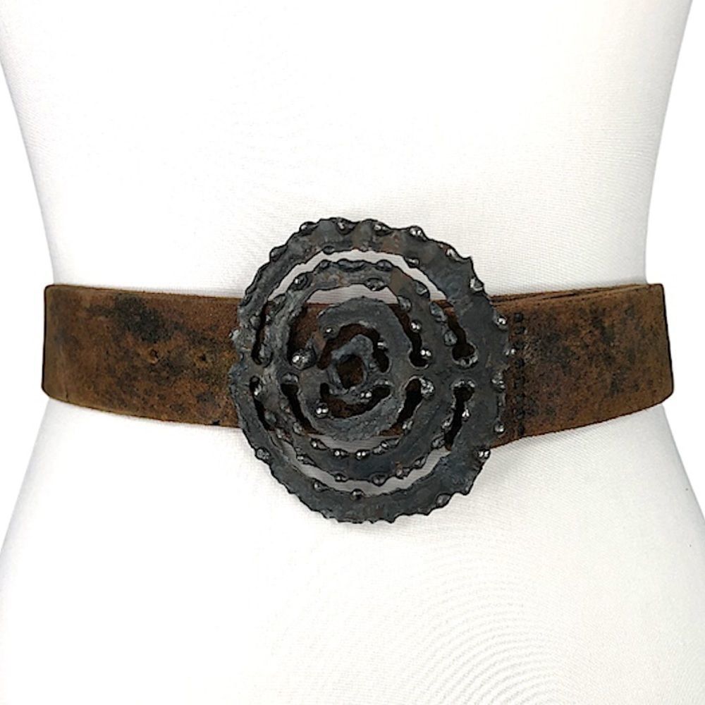 Women’s Vintage Leather Artisanal Belt sz 38